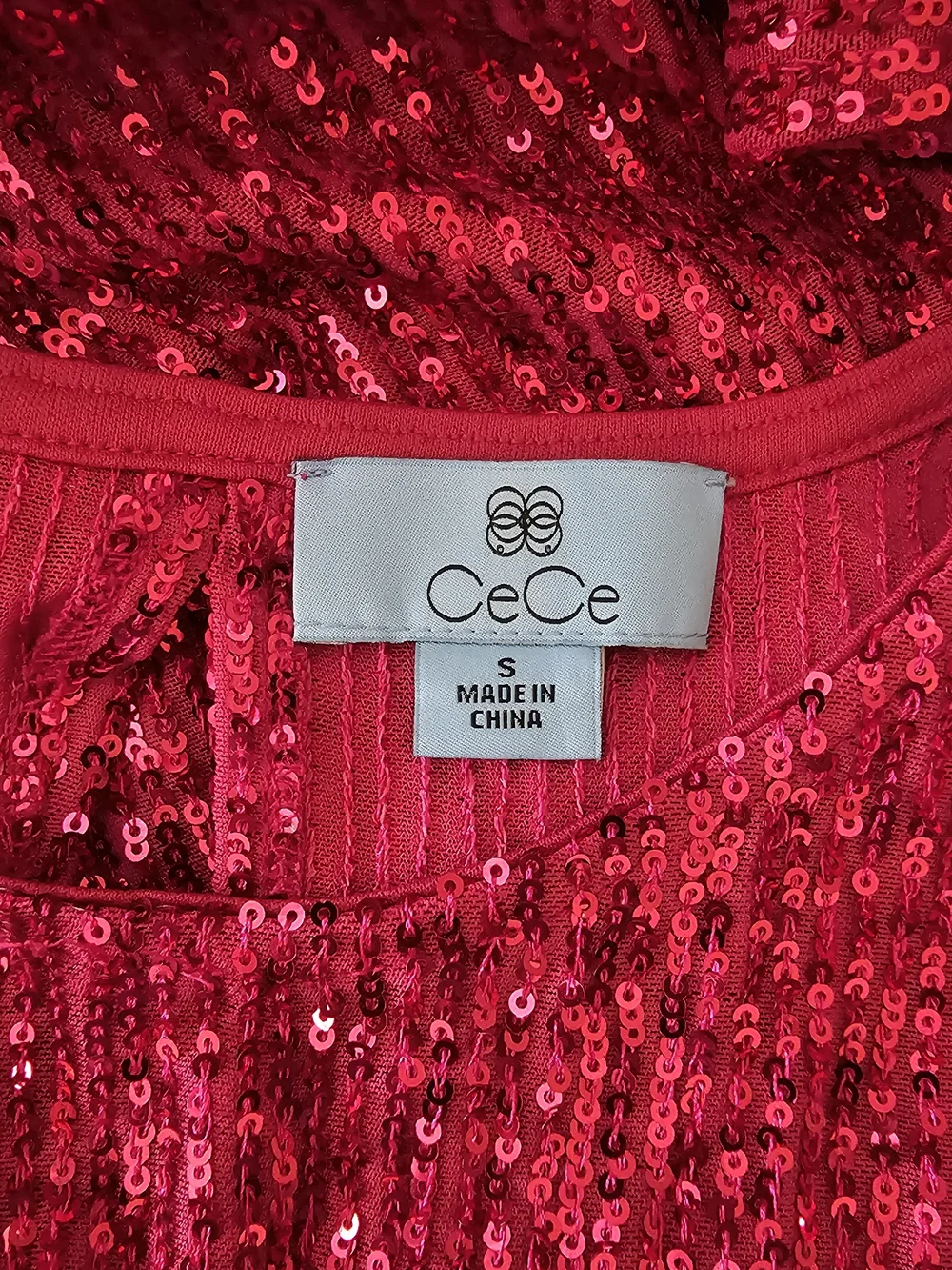 CeCe S Pink Sequin Tank Top EUC
